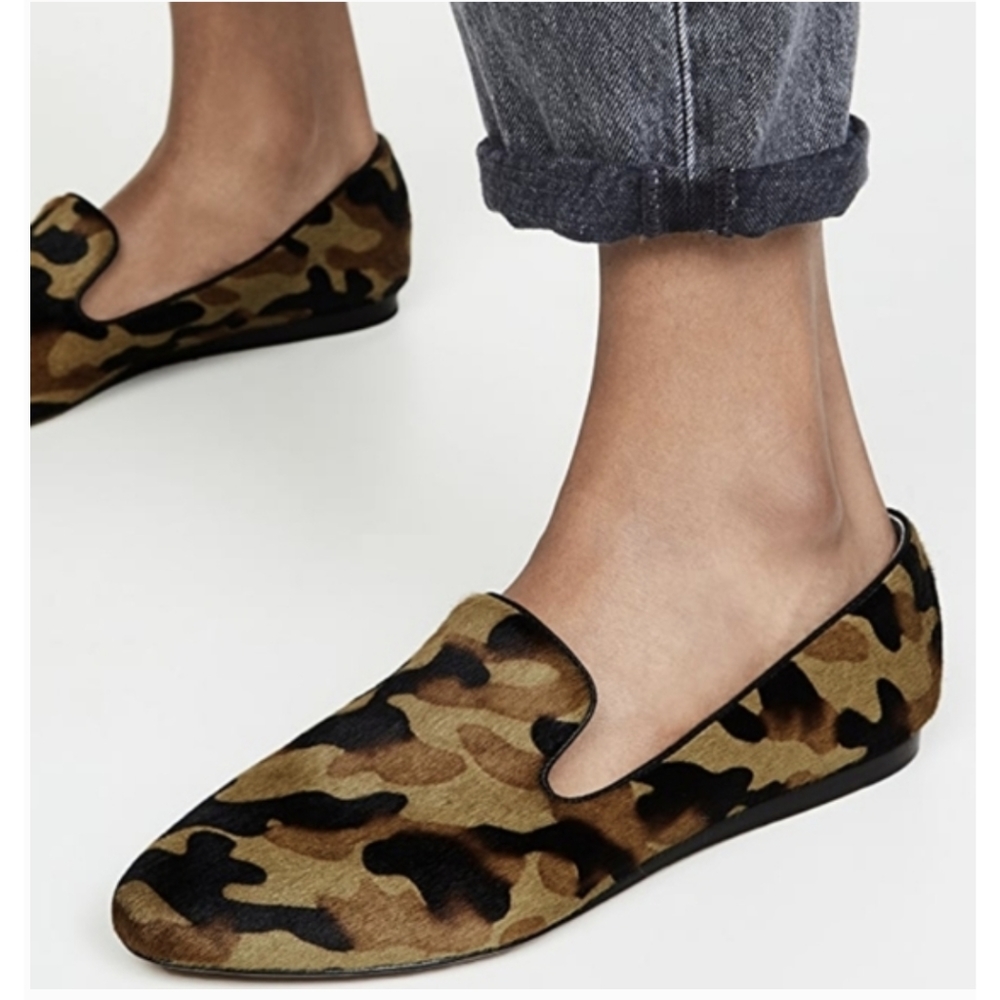 Veronica Beard Camo Griffin Pony Hair Loafers